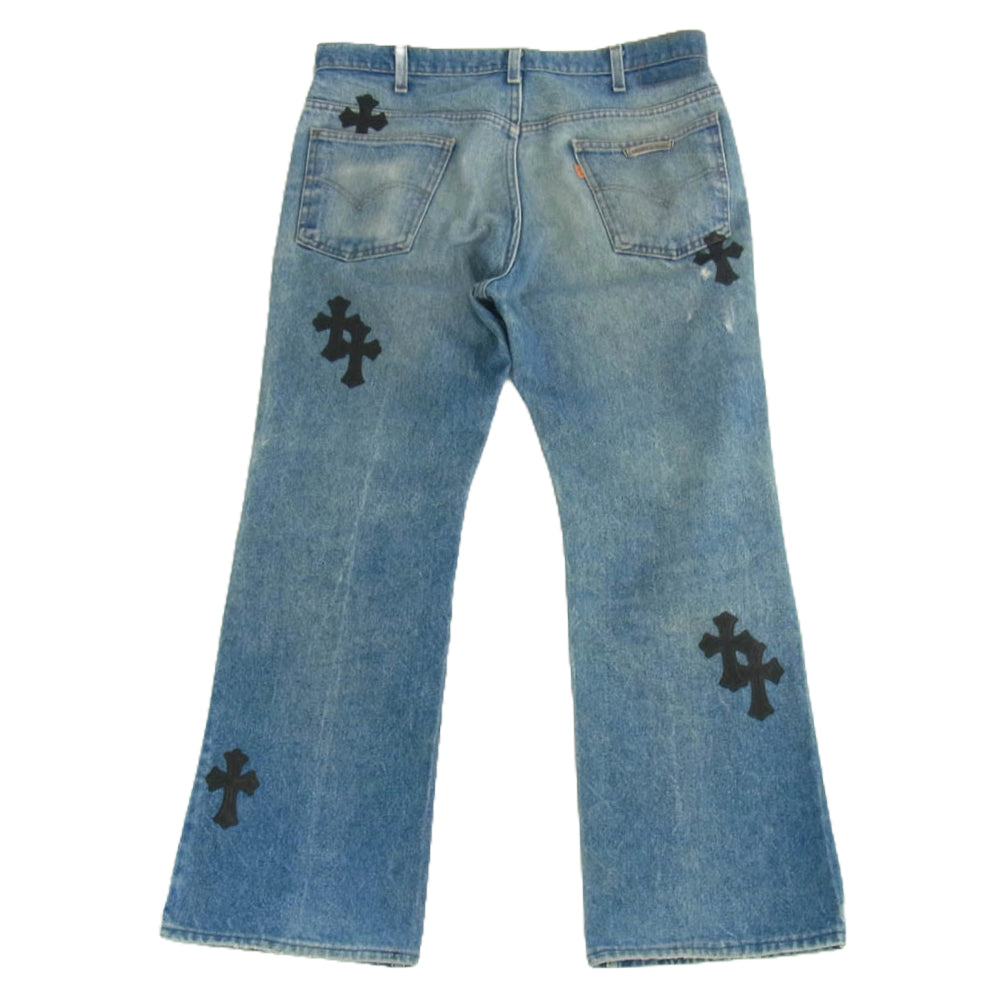 CHROME HEARTS クロムハーツ（原本無） × LEVI'S リーバイス VNTG JEAN BLU ORNG TAB レザークロスパッチ付き 517 デニム パンツ ジーンズ インディゴブルー系 34【中古】