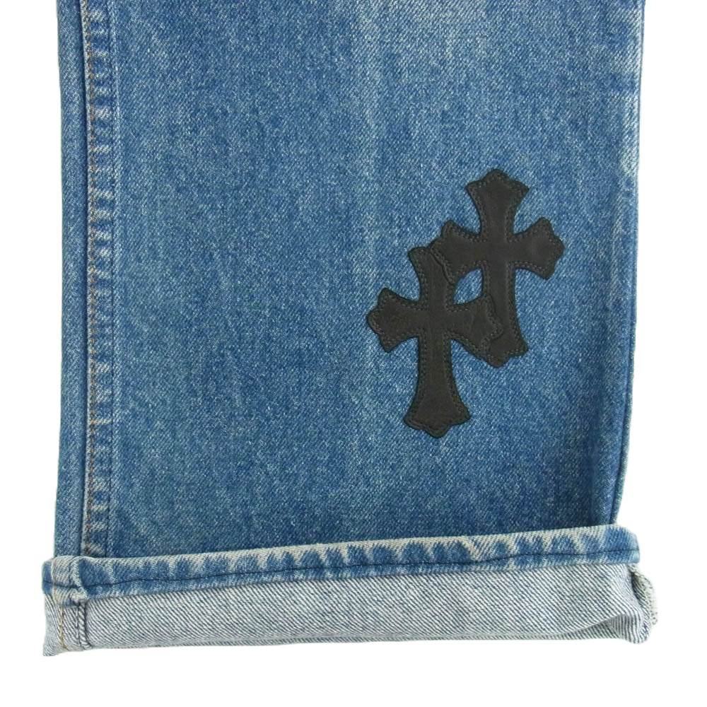 CHROME HEARTS クロムハーツ（原本無） × LEVI'S リーバイス VNTG JEAN BLU ORNG TAB レザークロスパッチ付き 517 デニム パンツ ジーンズ インディゴブルー系 34【中古】