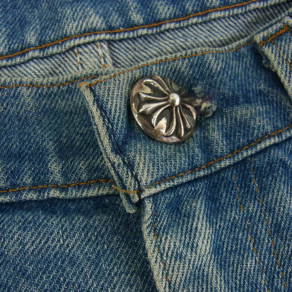 CHROME HEARTS クロムハーツ（原本無） × LEVI'S リーバイス VNTG JEAN BLU ORNG TAB レザークロスパッチ付き 517 デニム パンツ ジーンズ インディゴブルー系 34【中古】