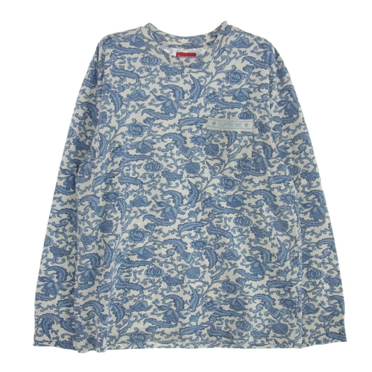 Supreme シュプリーム 19SS Damask L/S Top 長袖 Tシャツ カットソー ライトブルー系 S【中古】