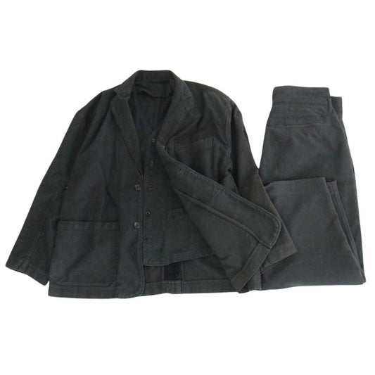 PORTER CLASSIC ポータークラシック MOLESKIN モールスキン 3P 3ピース セットアップ テーラードジャケット ベスト パンツ ブラック系 M【中古】