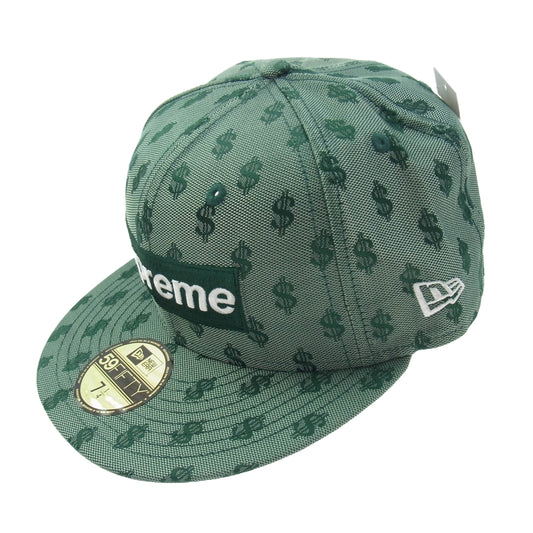 Supreme シュプリーム 18SS Monogram Box Logo New Era Green モノグラム ボックス ロゴ ニュー エラ グリーン キャップ 帽子 グリーン系 57.7cm【極上美品】【中古】
