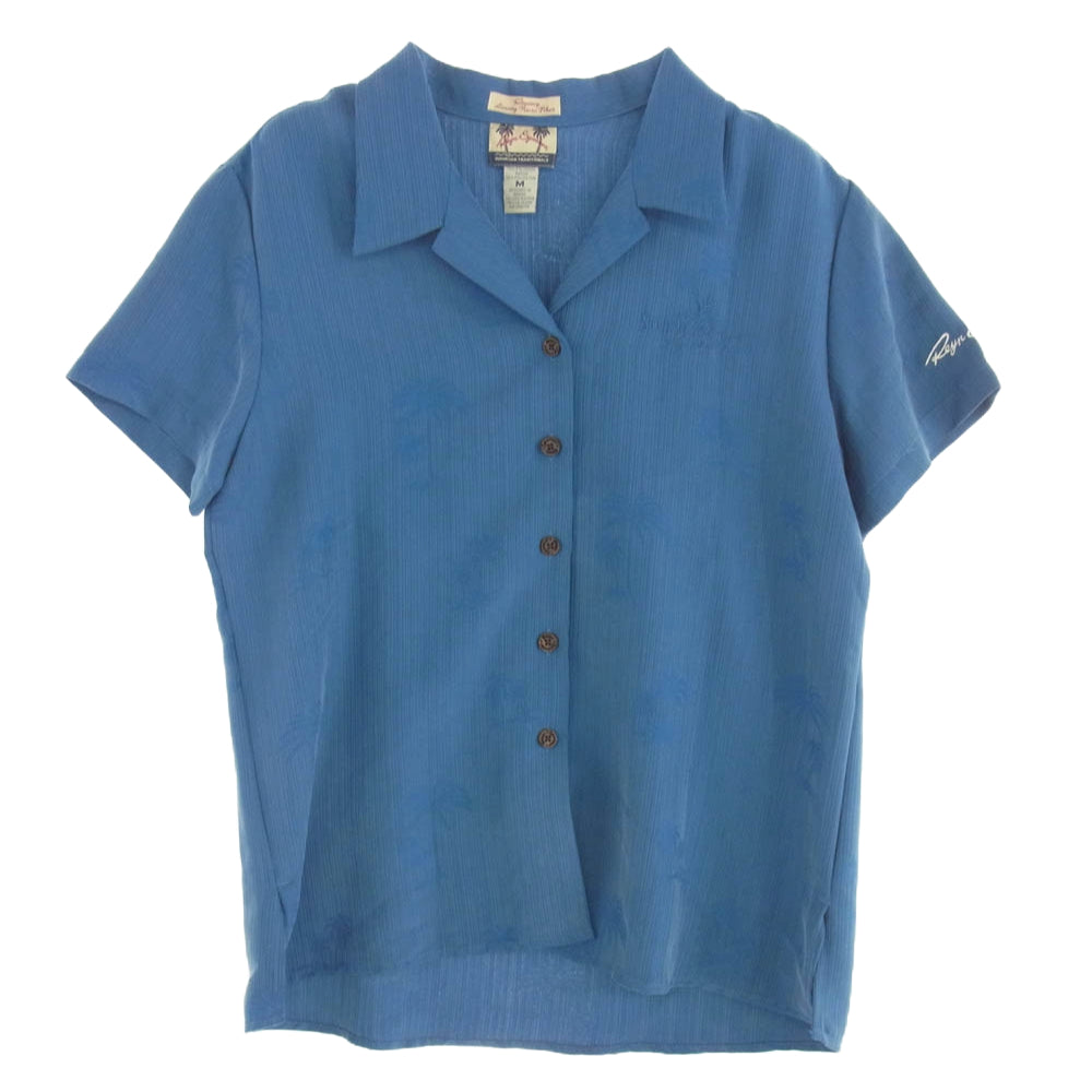 レインスプーナー レーヨン ロゴ刺繍 開襟 アロハシャツ 半袖シャツ ライトブルー系 M【中古】