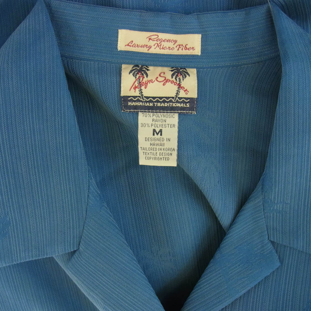 レインスプーナー レーヨン ロゴ刺繍 開襟 アロハシャツ 半袖シャツ ライトブルー系 M【中古】