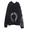 CHROME HEARTS クロムハーツ（原本無） STENCIL HOODIE 袖 ステンシル バック ホースシュー プリント プルオーバー パーカー ブラック系 L【中古】