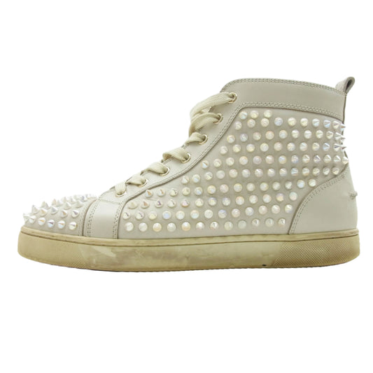 Christian Louboutin クリスチャンルブタン スパイク スタッズ ハイカットスニーカー ベージュ系 42【中古】