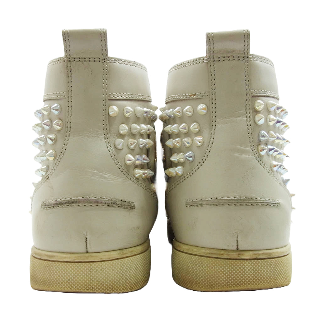 Christian Louboutin クリスチャンルブタン スパイク スタッズ ハイカットスニーカー ベージュ系 42【中古】