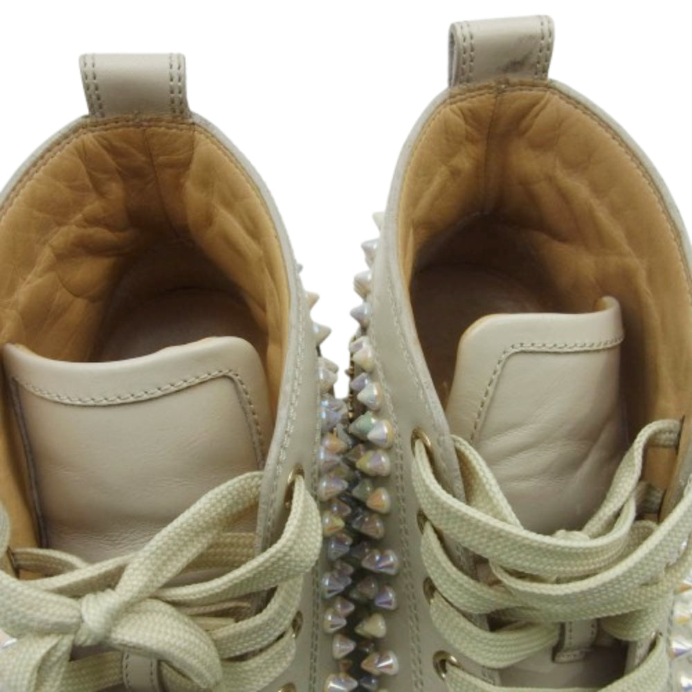 Christian Louboutin クリスチャンルブタン スパイク スタッズ ハイカットスニーカー ベージュ系 42【中古】