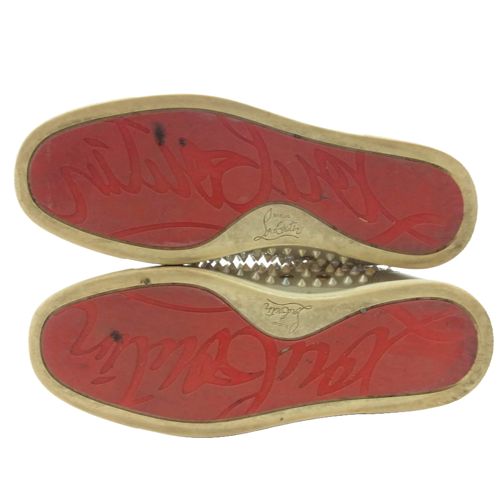 Christian Louboutin クリスチャンルブタン スパイク スタッズ ハイカットスニーカー ベージュ系 42【中古】