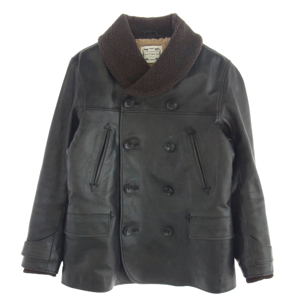 VICTIM ヴィクティム VTM-10-C-163 牛革 ダブル カーコート レザー ジャケット ブラック系 M【中古】
