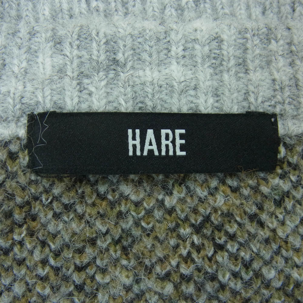 HARE ハレ HA020824AD メタルボタン タペストリー ニット カーディガン 中国製 グレー系 マルチカラー系 F【中古】