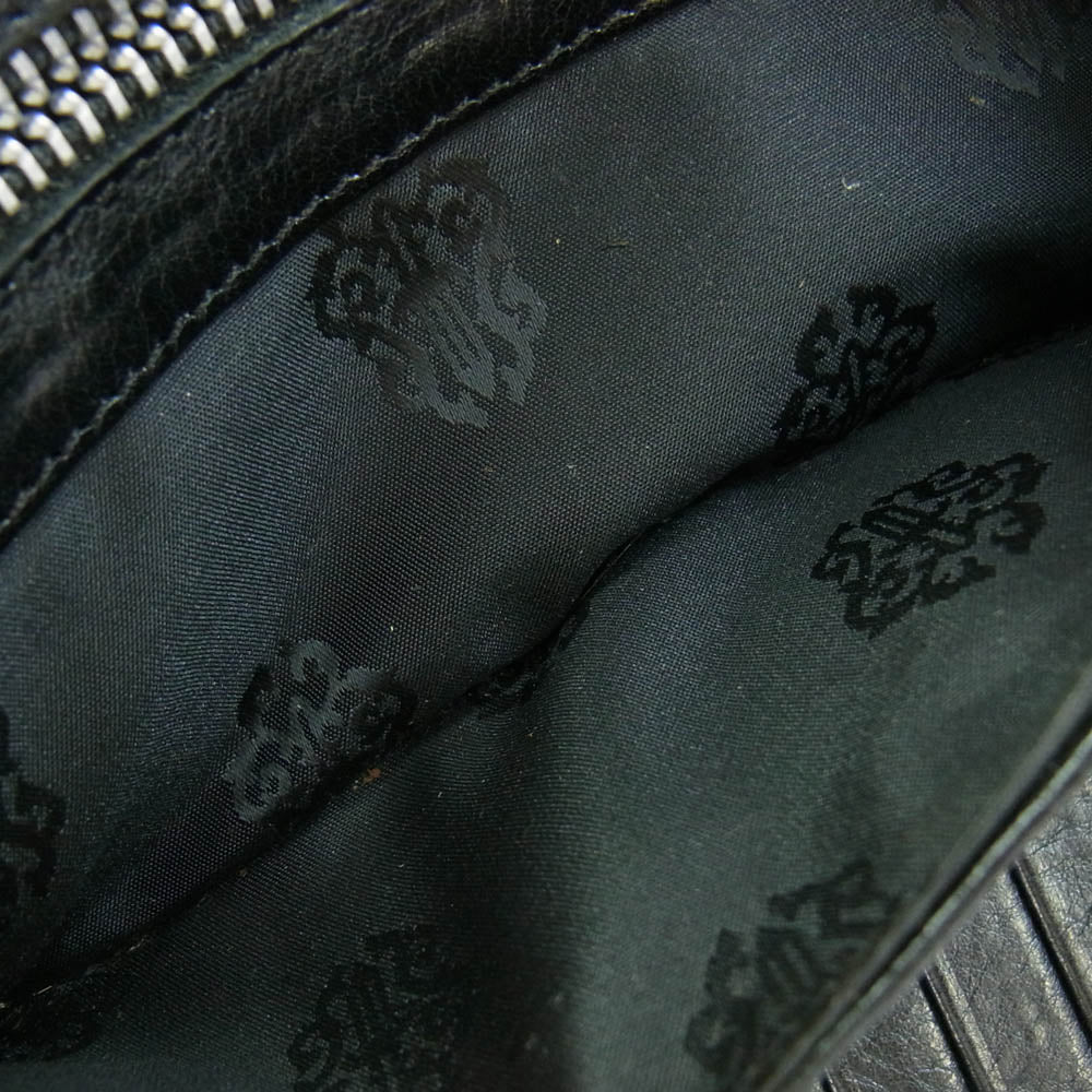 CHROME HEARTS クロムハーツ（原本無） WAVE ウェーブ クロスボタン レザー ウォレット 長財布 ブラック系【中古】
