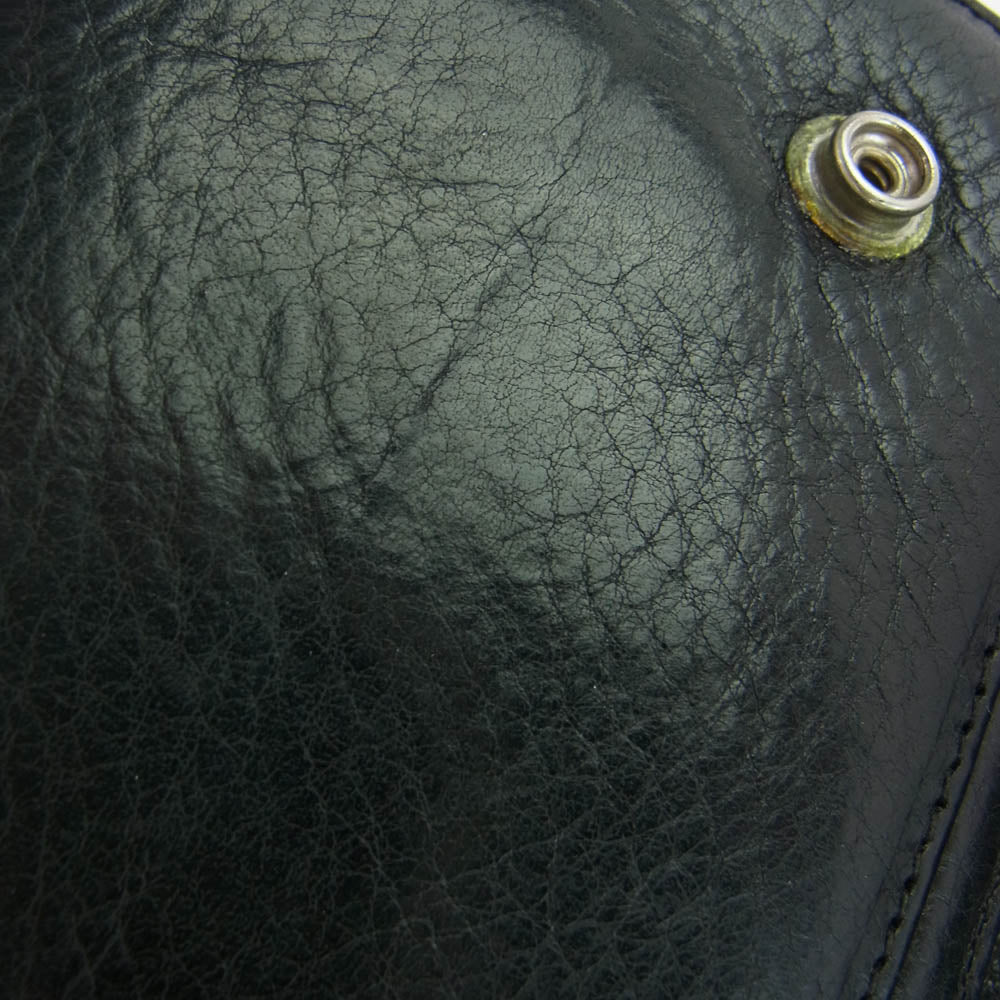 CHROME HEARTS クロムハーツ（原本無） WAVE ウェーブ クロスボタン レザー ウォレット 長財布 ブラック系【中古】