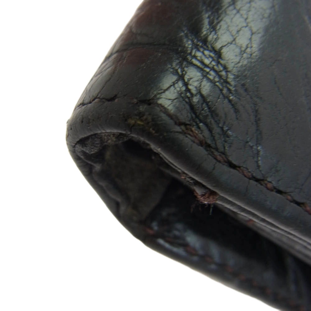 CHROME HEARTS クロムハーツ（原本無） WAVE ウェーブ クロスボタン レザー ウォレット 長財布 ブラック系【中古】