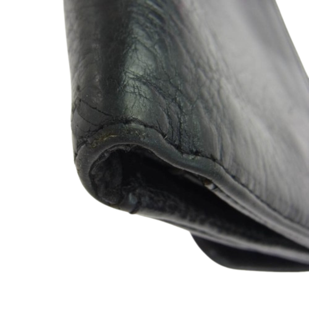 CHROME HEARTS クロムハーツ（原本無） WAVE ウェーブ クロスボタン レザー ウォレット 長財布 ブラック系【中古】