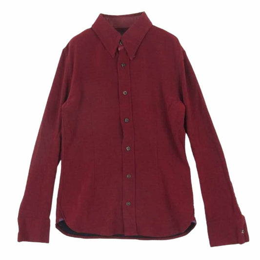 ISAMUKATAYAMA BACKLASH イサムカタヤマバックラッシュ 14AW 1470-01 レザー切替 レーヨン ストレッチ 長袖 シャツ レッド系 S【中古】
