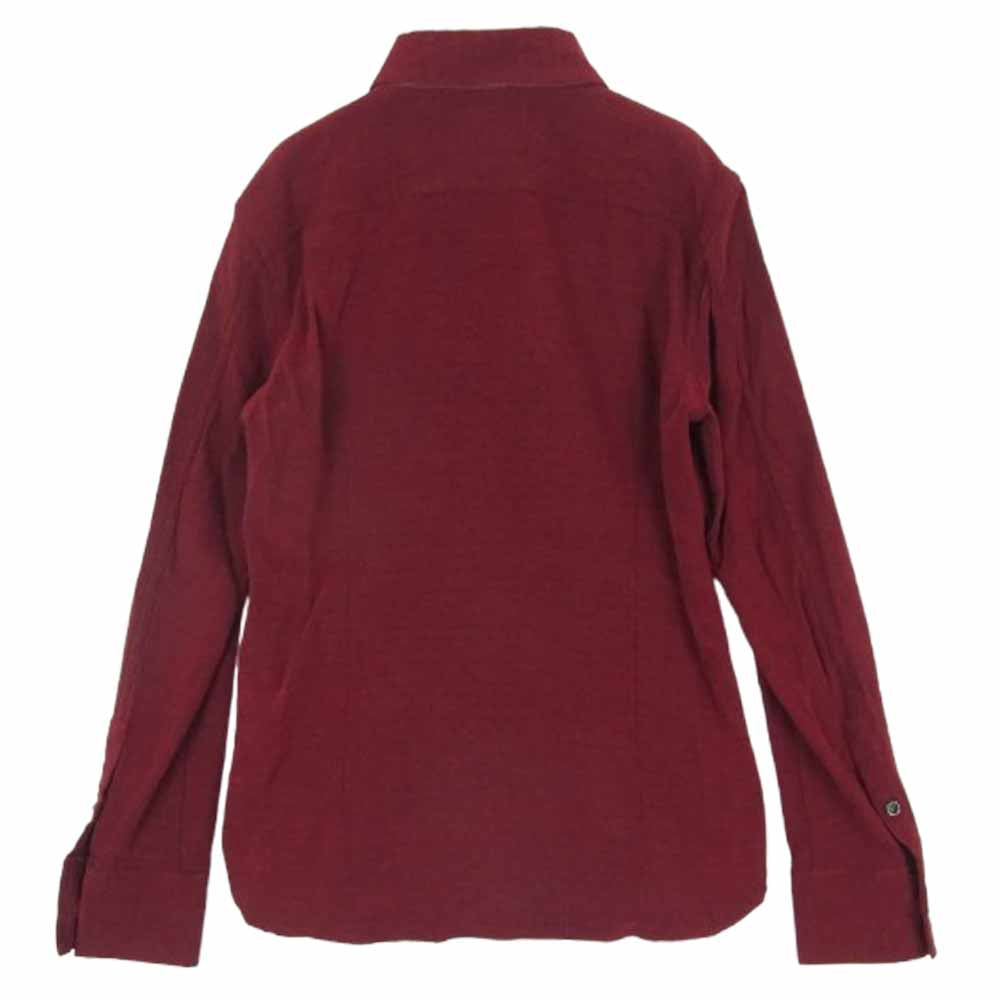 ISAMUKATAYAMA BACKLASH イサムカタヤマバックラッシュ 14AW 1470-01 レザー切替 レーヨン ストレッチ 長袖 シャツ レッド系 S【中古】