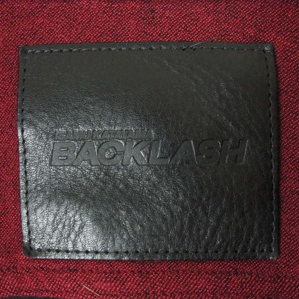 ISAMUKATAYAMA BACKLASH イサムカタヤマバックラッシュ 14AW 1470-01 レザー切替 レーヨン ストレッチ 長袖 シャツ レッド系 S【中古】