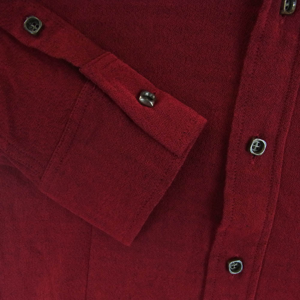 ISAMUKATAYAMA BACKLASH イサムカタヤマバックラッシュ 14AW 1470-01 レザー切替 レーヨン ストレッチ 長袖 シャツ レッド系 S【中古】