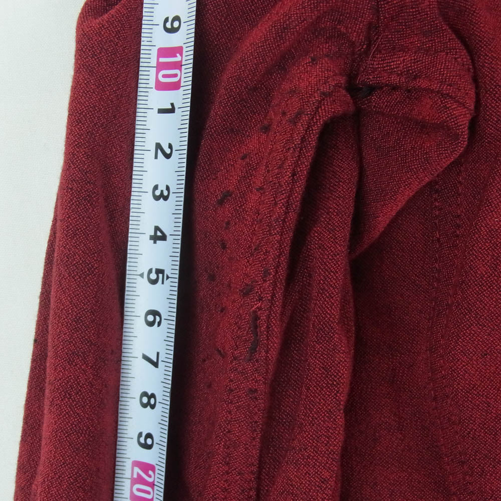 ISAMUKATAYAMA BACKLASH イサムカタヤマバックラッシュ 14AW 1470-01 レザー切替 レーヨン ストレッチ 長袖 シャツ レッド系 S【中古】