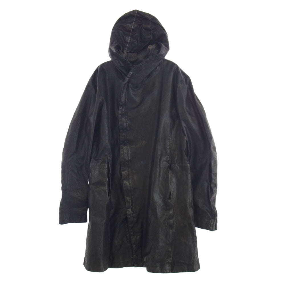 ISAMUKATAYAMA BACKLASH イサムカタヤマバックラッシュ 1604-03 × GULLAM グラム Hooded Coat Italian shoulder Cow leather イタリアン ダブルショルダー フーデッド コート ブラック系 L【中古】