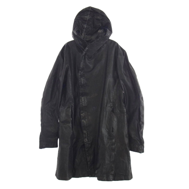 ISAMUKATAYAMA BACKLASH イサムカタヤマバックラッシュ 1604-03 × GULLAM グラム Hooded Coat Italian shoulder Cow leather イタリアン ダブルショルダー フーデッド コート ブラック系 L【中古】