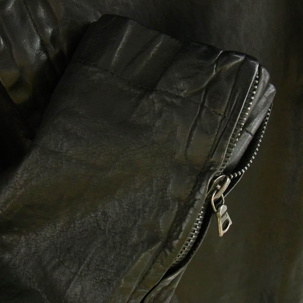ISAMUKATAYAMA BACKLASH イサムカタヤマバックラッシュ 1604-03 × GULLAM グラム Hooded Coat Italian shoulder Cow leather イタリアン ダブルショルダー フーデッド コート ブラック系 L【中古】