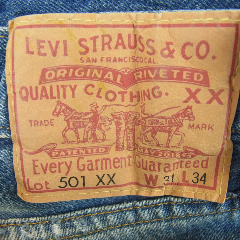 Levi's リーバイス 50155-0051 1955年モデル 501XX ダメージ 加工 ROCKET CITY デニム パンツ インディゴブルー系 W31 L34【中古】