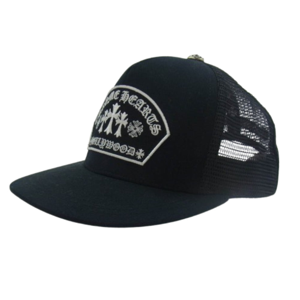 CHROME HEARTS クロムハーツ（原本無） TRUCKER CAP セメタリークロス 刺繍 クロスボール付 メッシュ トラッカーキャップ ブラック系【中古】