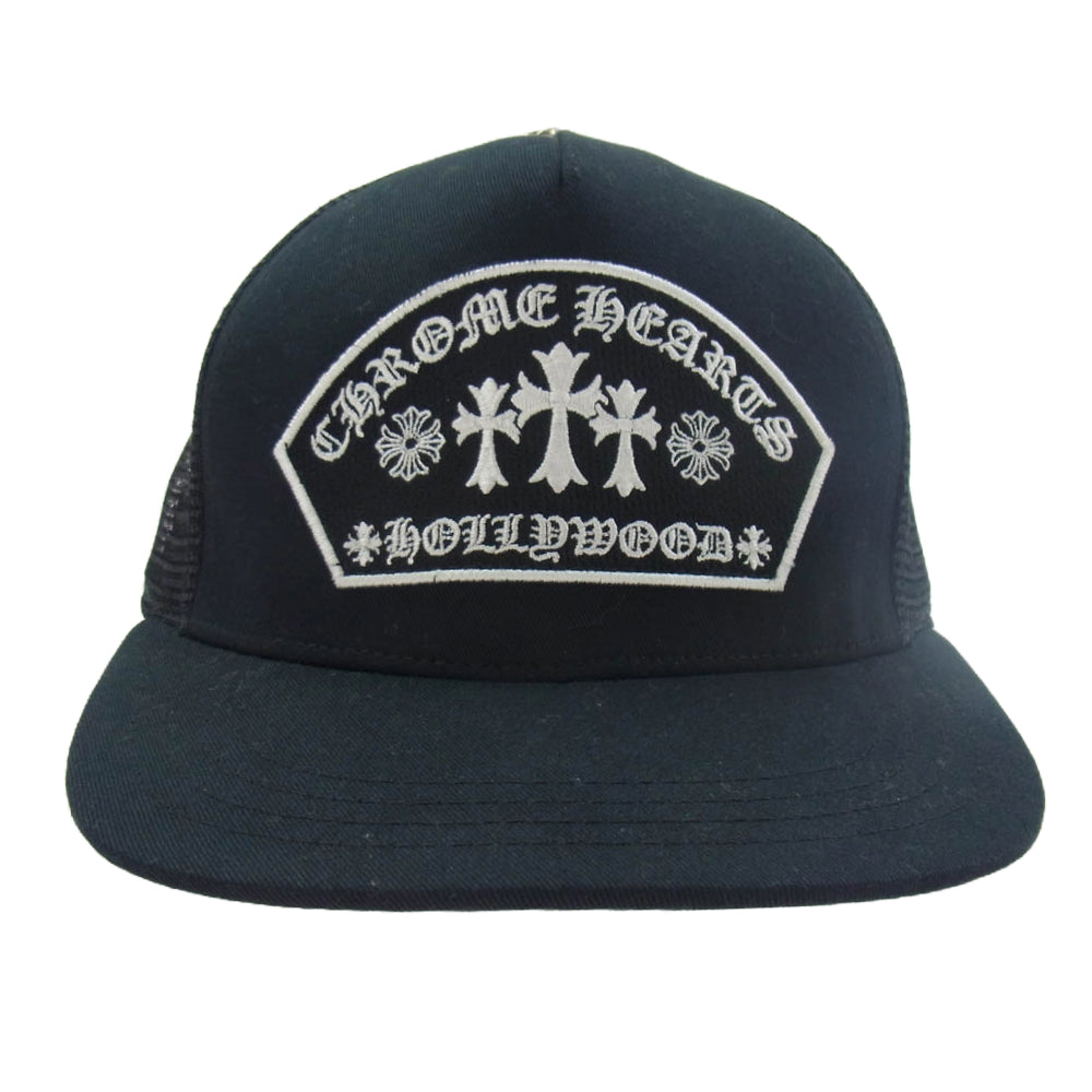 CHROME HEARTS クロムハーツ（原本無） TRUCKER CAP セメタリークロス 刺繍 クロスボール付 メッシュ トラッカーキャップ ブラック系【中古】