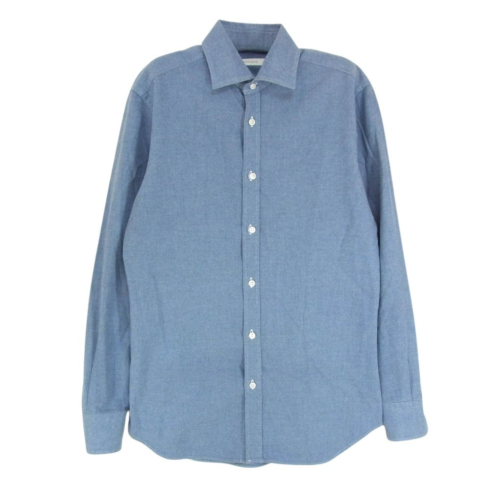 アルコディオ 長袖 無地 ロングスリーブ コットン シャツ ブルー系 37【中古】