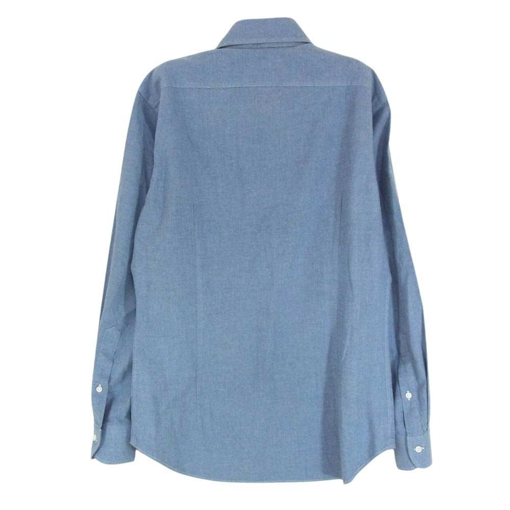 アルコディオ 長袖 無地 ロングスリーブ コットン シャツ ブルー系 37【中古】