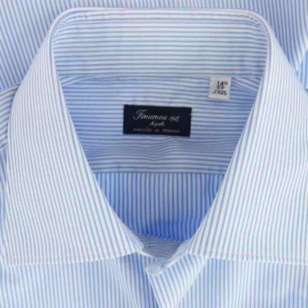 FINAMORE フィナモレ 干場別注モデル C0028 MILANO GIANNI ストライプ 長袖 シャツ ホワイト系 ブルー系【美品】【中古】
