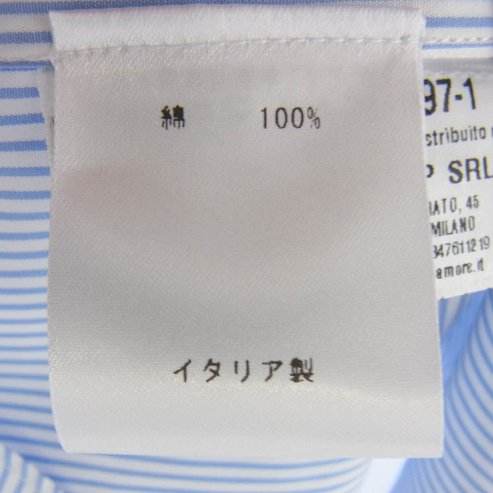FINAMORE フィナモレ 干場別注モデル C0028 MILANO GIANNI ストライプ 長袖 シャツ ホワイト系 ブルー系【美品】【中古】