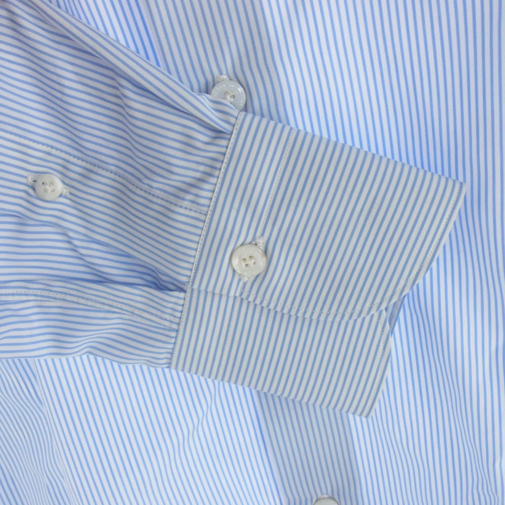 FINAMORE フィナモレ 干場別注モデル C0028 MILANO GIANNI ストライプ 長袖 シャツ ホワイト系 ブルー系【美品】【中古】