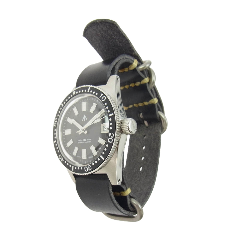 バーク アウトサイダーズ HOWL001 NAVAL WATCH コラボ 日本製 ドレス ダイバーウォッチ 腕時計 ブラック系 シルバー系【新古品】【未使用】【中古】