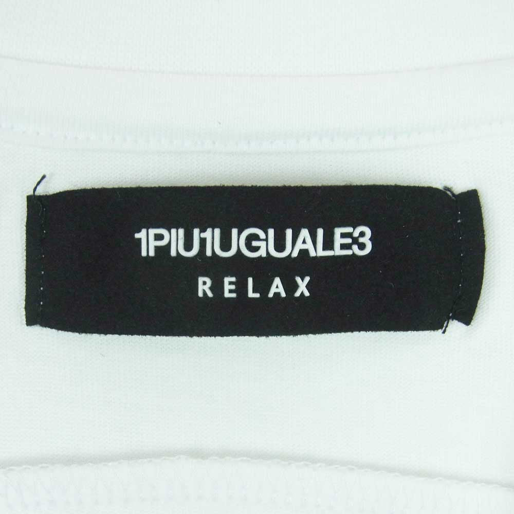 1piu1uguale3 ウノピュウノウグァーレトレ RELAX リラックス レインボーカラー パイルロゴ クルーネック 半袖 Tシャツ ホワイト系 XXL【中古】