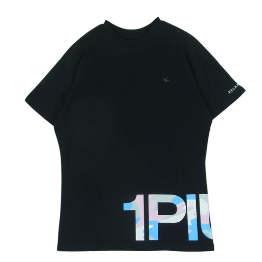 1piu1uguale3 ウノピュウノウグァーレトレ relax バッグ ロゴ 半袖 Tシャツ カットソー 中国製 ブラック系 M【中古】
