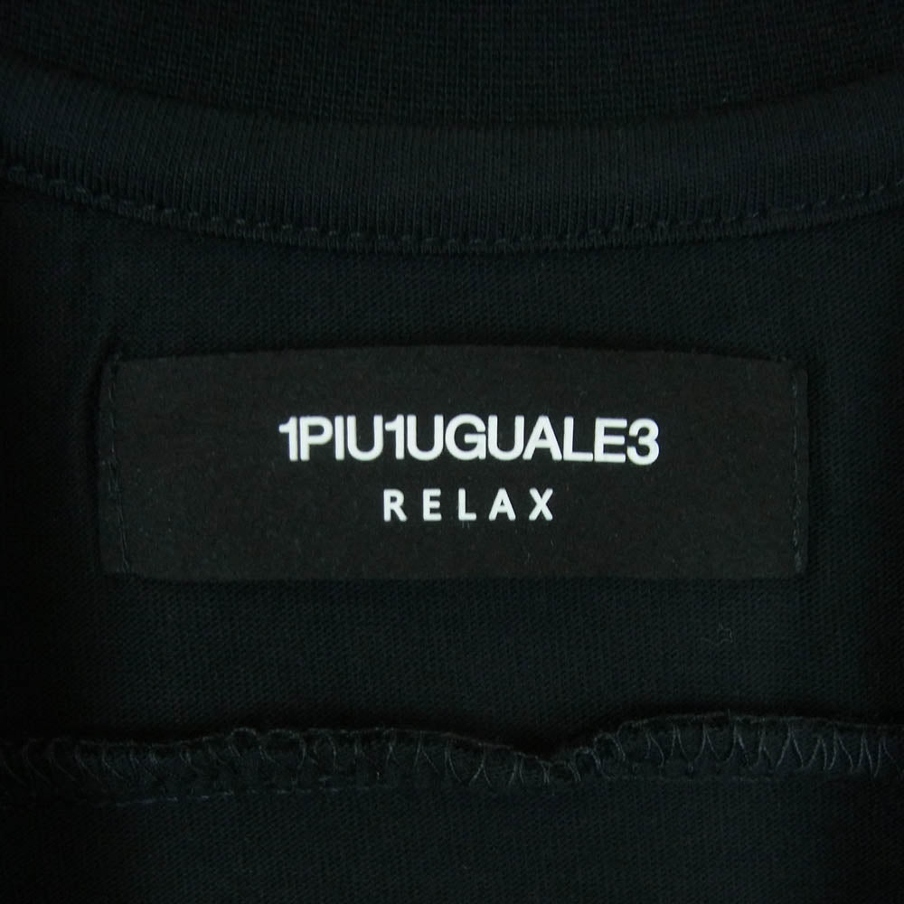 1piu1uguale3 ウノピュウノウグァーレトレ relax バッグ ロゴ 半袖 Tシャツ カットソー 中国製 ブラック系 M【中古】