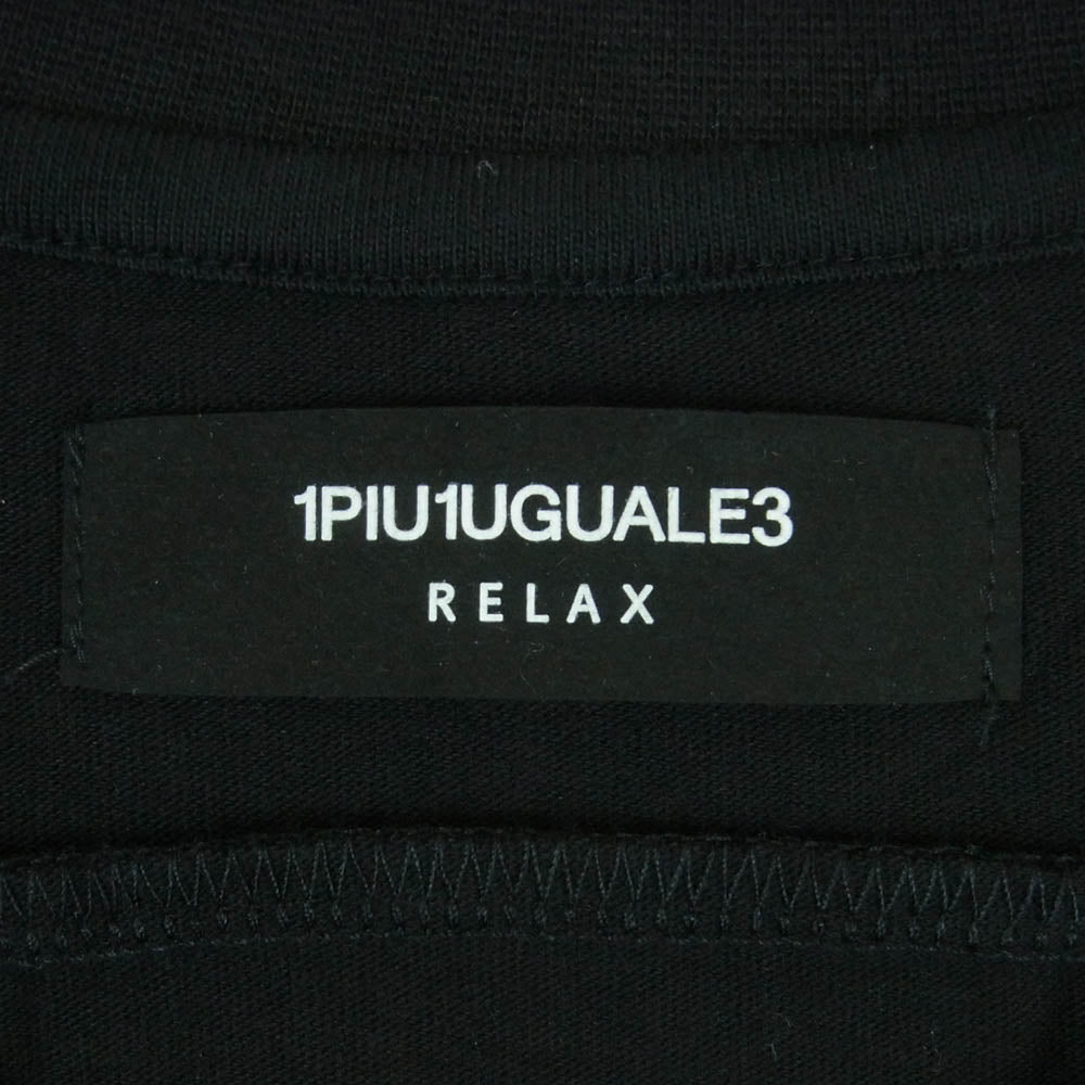 1piu1uguale3 ウノピュウノウグァーレトレ relax ラインストーン ロゴ 半袖 Tシャツ カットソー 中国製 ブラック系 M【中古】