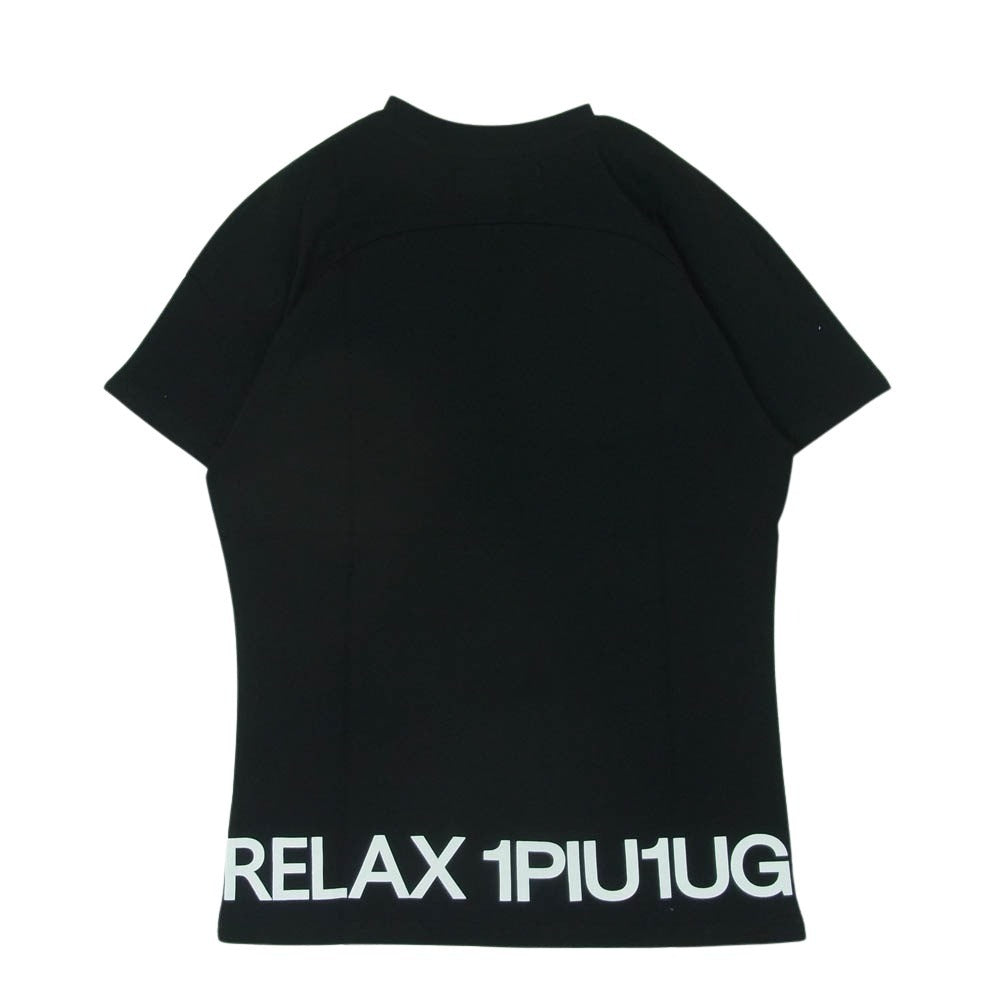 1piu1uguale3 ウノピュウノウグァーレトレ relax 113RLX ロゴラインストーン 半袖 Tシャツ カットソー ブラック系 S【中古】
