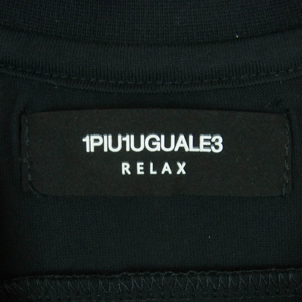 1piu1uguale3 ウノピュウノウグァーレトレ relax 113RLX ロゴラインストーン 半袖 Tシャツ カットソー ブラック系 S【中古】
