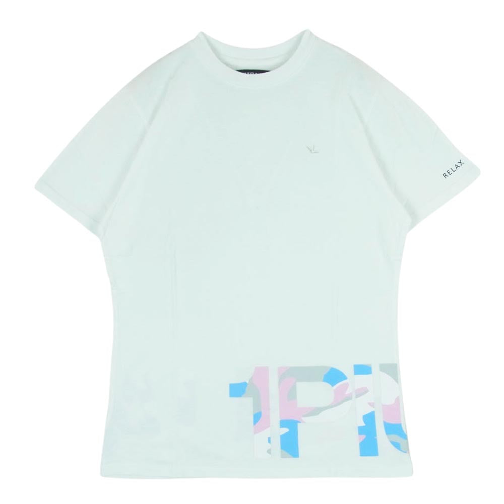 1piu1uguale3 ウノピュウノウグァーレトレ relax バッグ ロゴ 半袖 Tシャツ カットソー コットン 中国製 ホワイト系 M【中古】