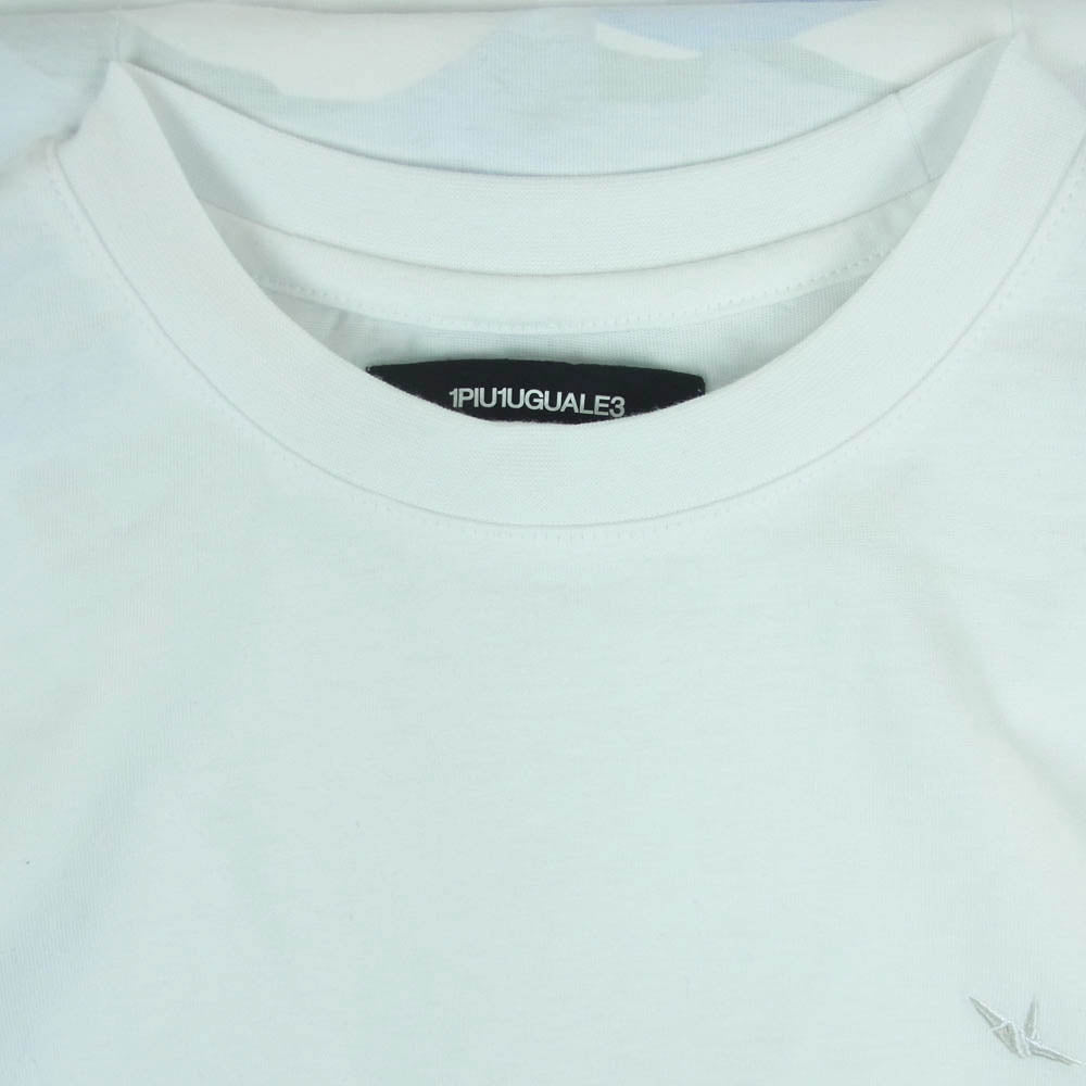 1piu1uguale3 ウノピュウノウグァーレトレ relax バッグ ロゴ 半袖 Tシャツ カットソー コットン 中国製 ホワイト系 M【中古】