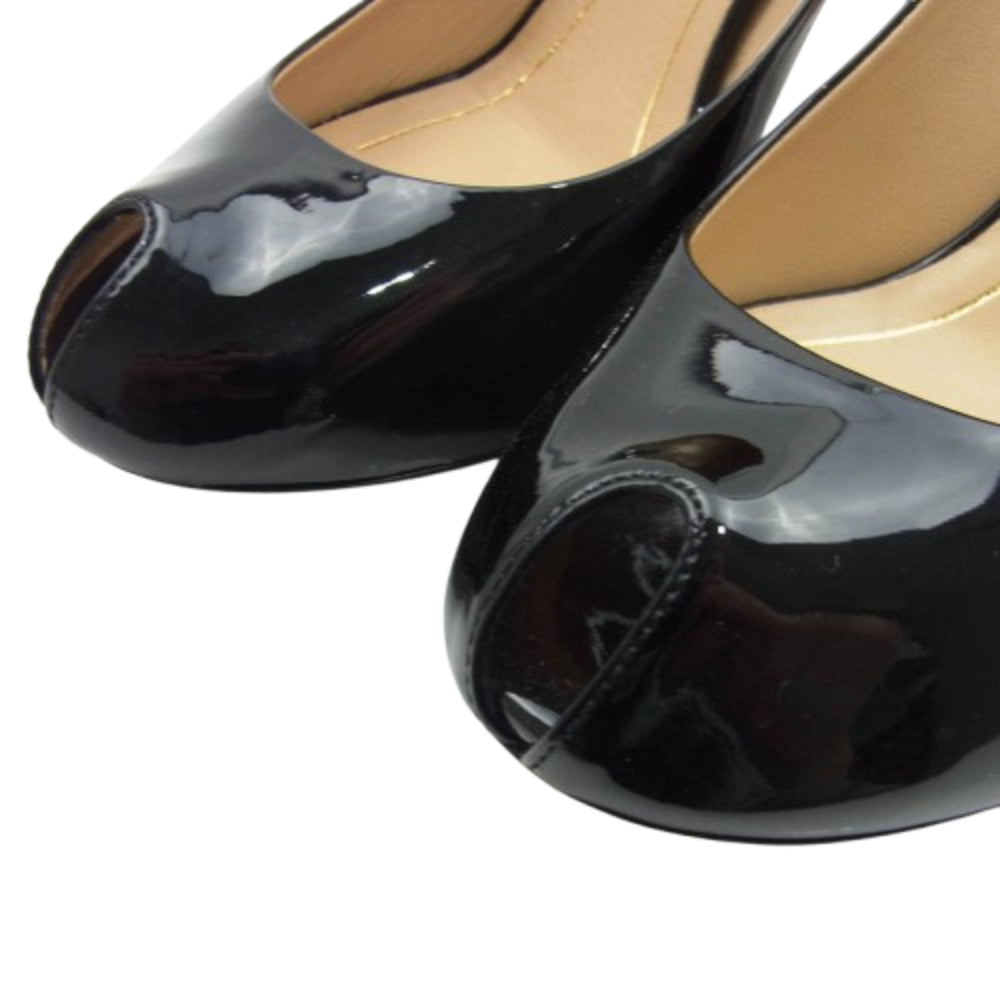 GUCCI グッチ エナメル オープン トゥ パンプス ブラック系 35.5【中古】