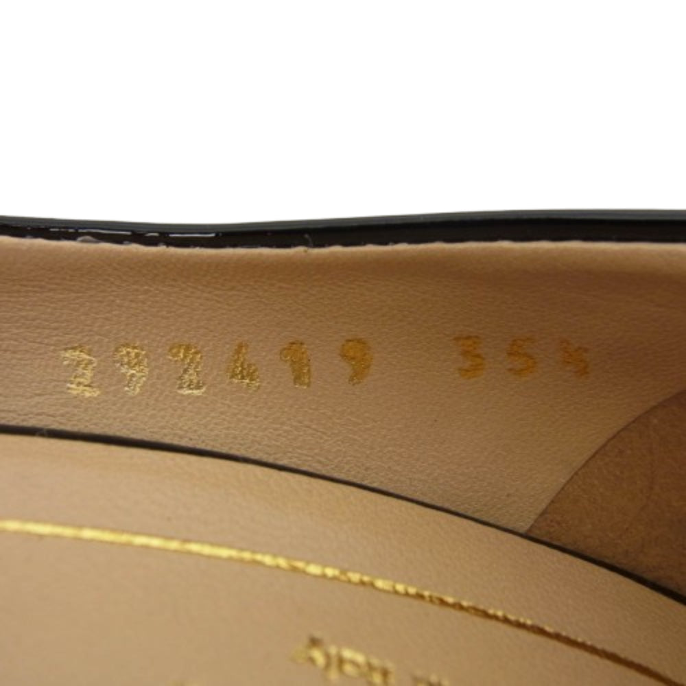 GUCCI グッチ エナメル オープン トゥ パンプス ブラック系 35.5【中古】