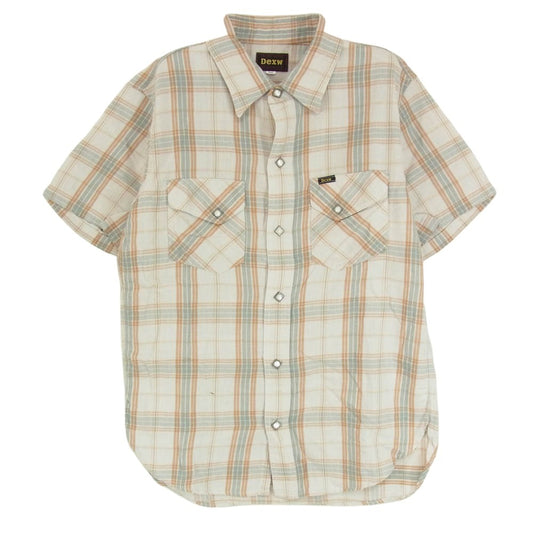 デラックスウエア LV-16 ウエスタン チェック 半袖シャツ アイボリー系 マルチカラー系 S【中古】