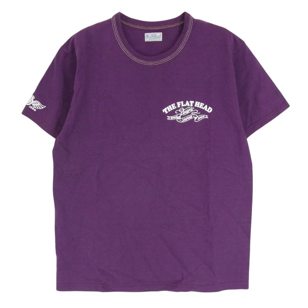 THE FLAT HEAD ザフラットヘッド FN-THC-028 PRINT TEE バックプリント Tシャツ パープル系 40【中古】