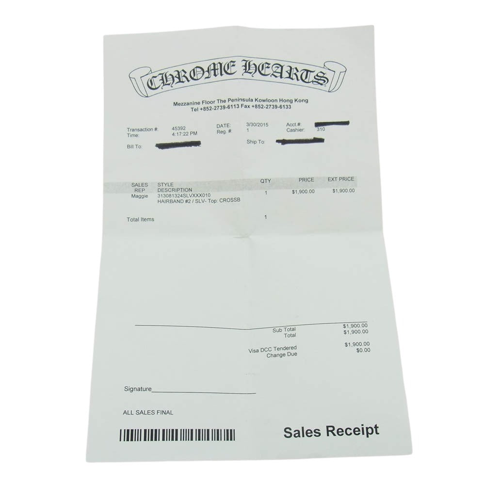 CHROME HEARTS クロムハーツ（原本無） HAIRBAND クロスボール ボタン ヘアゴム シルバー コンチョ シルバー系【中古】