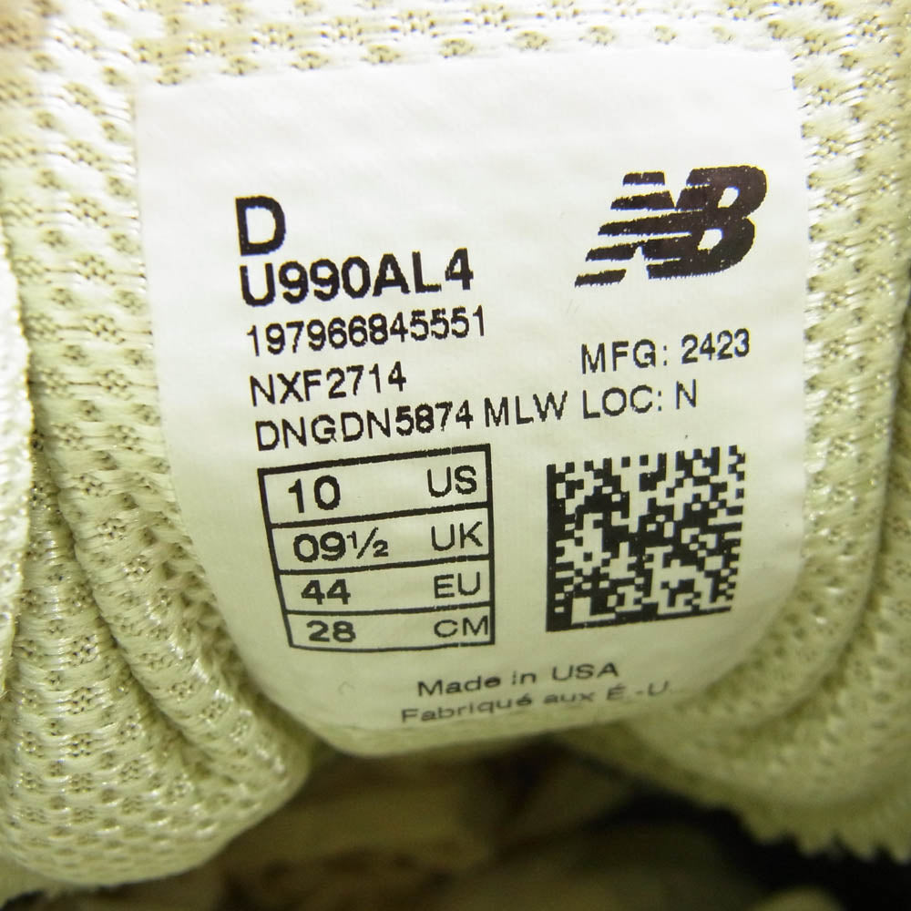 NEW BALANCE ニューバランス U990AL4 AURALEE 990V4 Dusty Blue オーラリー ダスティブルー ブルー系 28cm【新古品】【未使用】【中古】